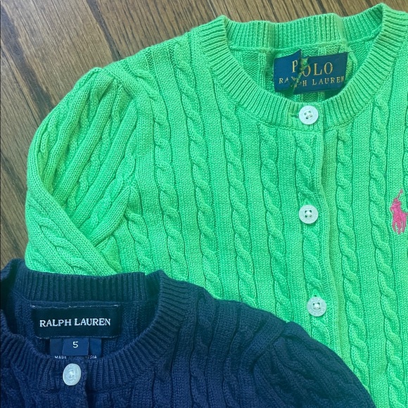 Ralph Lauren Kids Cable Knit Cardigans (set of 2) - Green and Navy - Picture 2 of 3